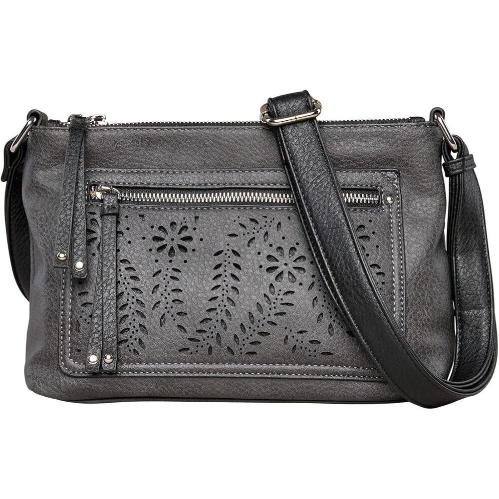 Concealed Carry Crossbody Bag Faux Leather Medium Lockable Compartments